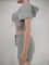 Solid color hooded open navel T-shirt shorts casual set of two