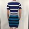 Fashionable women's striped color matching slim fitting buttocks dress