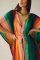 Sexy Beach Gown Colorful Stripe Print Holiday Drawstring Robe