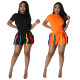Casual short sleeved vest drawstring colored tassel shorts set