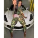 Fashionable and sexy mesh printed camouflage short sleeved pants set