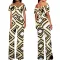 Sexy and fashionable one line collar bra printed jumpsuit