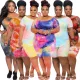 Casual tie dyed printed capris set