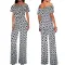 Sexy and fashionable one line collar bra printed jumpsuit