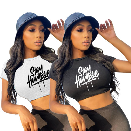 Hot selling letter printed T-shirt cross-border top