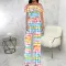Sexy and fashionable one line collar bra printed jumpsuit