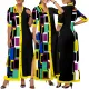 Sexy and fashionable digital printed medium sleeved dress