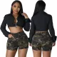 Fashion slim fitting stretch camouflage denim shorts