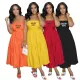 Women's suspender vest printed dress long skirt summer vacation