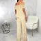 Sexy and fashionable one line collar bra printed jumpsuit