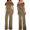 Sexy and fashionable one line collar bra printed jumpsuit