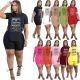 Casual Side Split Machine Eye Strap Letter Print Sports Set