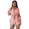 Cotton Solid Color Strap Candy Color Casual Two Piece Set