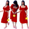 Fashionable U-neck lantern short sleeved open waist backless dress