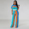 Casual short sleeved printed wide leg pants two-piece set