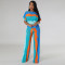 Casual short sleeved printed wide leg pants two-piece set