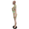 Fashion Flower Woven Polo Neck Short Sleeve Skirt Set