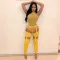 Sexy waistband, metal buckle machine eye, irregular pleated small leg pants