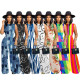 Fashion pattern printed sleeveless jumpsuit+wide leg pants set
