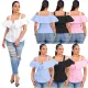 Spring/Summer Shirt Button Waist Wrap One Line Neck Ruffle Edge Sling Adjustable Button Top