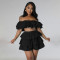 Ruffled Loose Chain Wrap Chest Shorts Set 2 Piece Set