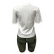 Fashionable side waist split top+camouflage shorts set