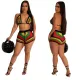 Sexy woven color matching beach shorts set