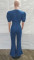 Lantern sleeve fashion casual sexy denim hollow out jumpsuit