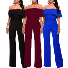 Sexy and fashionable one line collar bra jumpsuit
