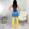 Fashion versatile patchwork stretch denim short skirt
