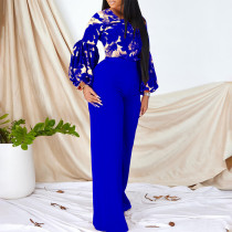 Fashion Large Print Strap Top Wide Leg Pants Two Piece Set