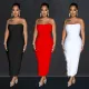 Fashion Wrapped Chest Sleeveless Feather Long Dress Dress