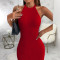 Sexy Solid Color Pullover Naked Back Dress