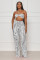 2023 Summer New Crease Print Two Piece Set