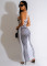 Fashionable and sexy jeans, printed vest, U-neck dress