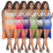 Fashionable women's gradient color suspender long cape pit strip 3-piece set