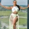 Vacation Sleeveless Hanging Neck Strap Sexy Tassel Dress Set