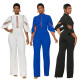 Flare Sleeves Slim Fit Sexy Top Mesh Spliced Waist Wide Leg Jumpsuit