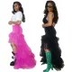 Fashionable high waisted elastic wrap buttocks irregular mesh skirt