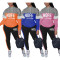 Large letter printed color block patchwork fashion casual set