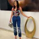 Sexy Sticky Flower Strap Top