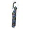 Fashionable geometric printed suspender jumpsuit (with headscarf)