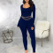 Sexy and fashionable solid color U-neck tight jumpsuit