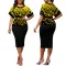 Sexy digital printed short sleeved round neck dress