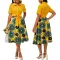 Sexy and fashionable digital printed round neck short sleeved dress
