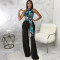 Sexy and fashionable digital printed round neck sleeveless jumpsuit