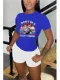 Fashion Large Print Casual Two Piece Set