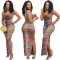 Spring/Summer Sleeveless Colorful Positioning Printed Split Dress