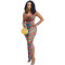 Spring/Summer Sleeveless Colorful Positioning Printed Split Dress