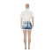 Fashion denim pattern printed short sleeved short skirt two-piece set
